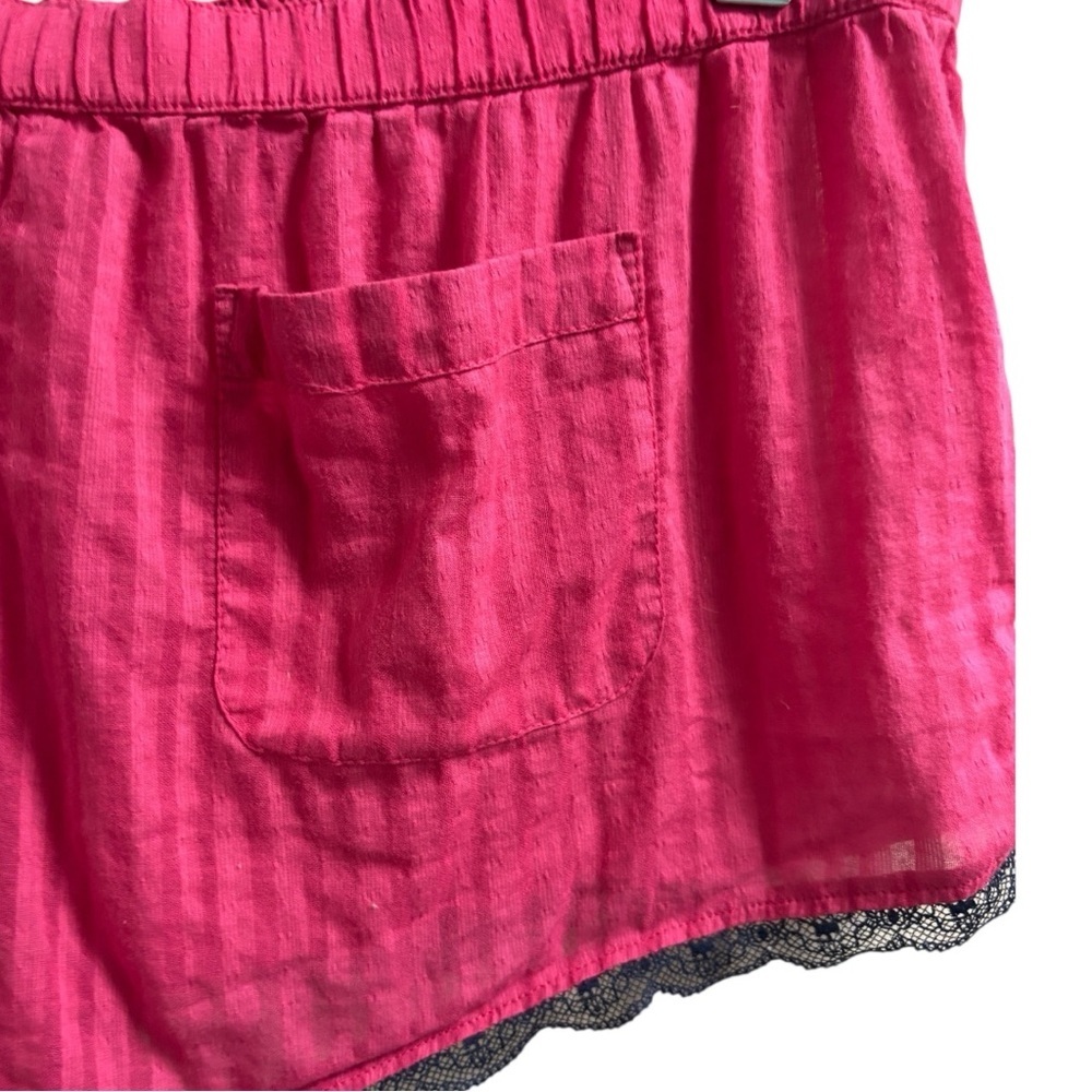 Y2K vintage Abercrombie & Fitch pink Striped Shorts feminine boxer blue lace - Picture 7 of 10